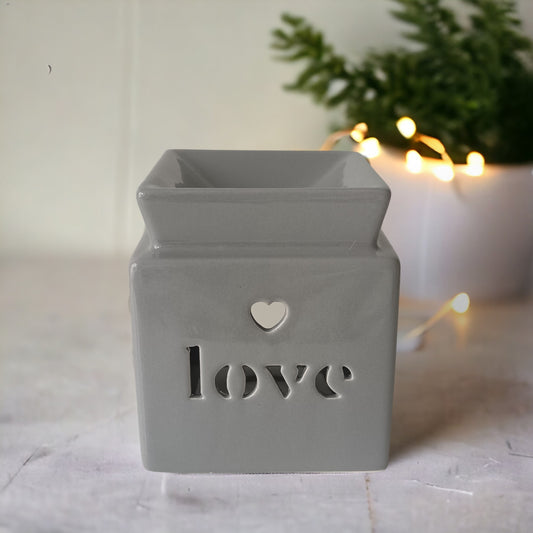 Grey 'Love' Ceramic Wax Melt Burner